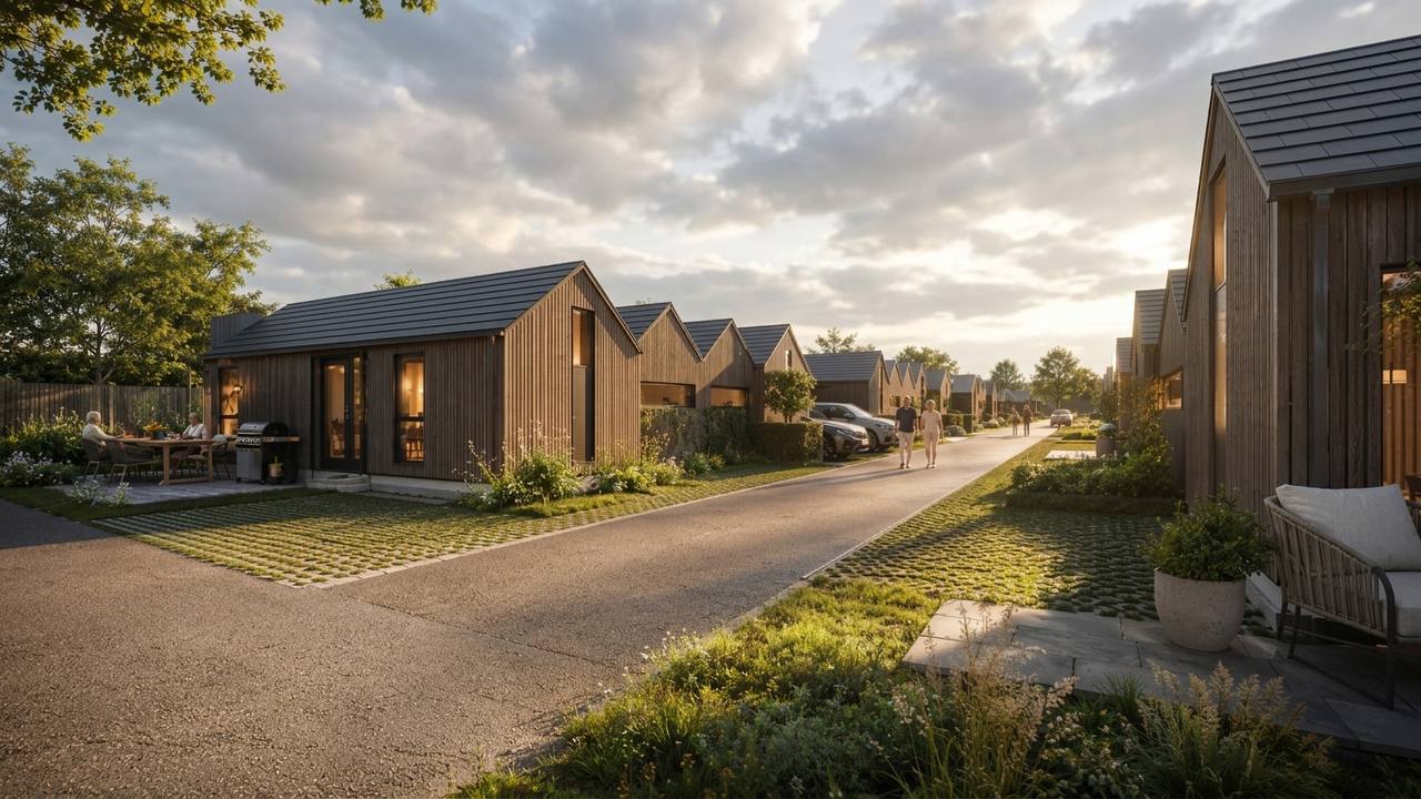 Lunde Ly seniorbolig i massivtre fra Den Lille Husfabrikken i Lillesand – nøkkelferdig småhus med terrasse og hage